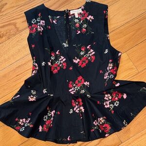 Madewell Black Floral Peplum Blouse